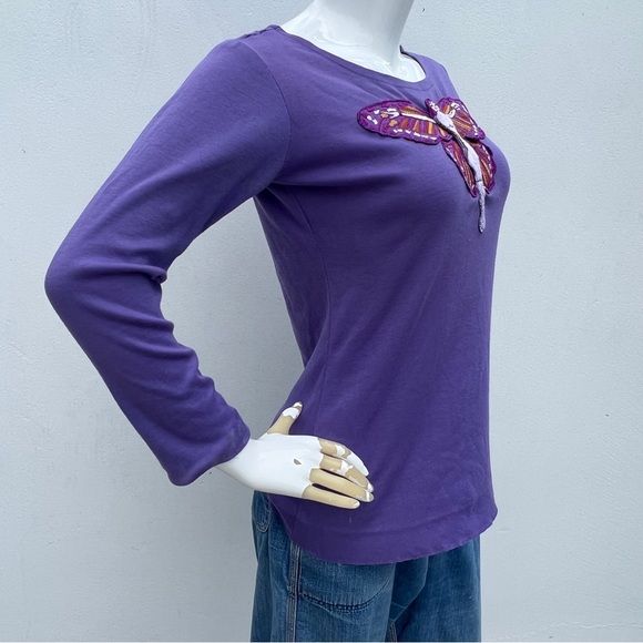 VTG Butterfly Goddess Embroidered Patch Purple Top - Picture 8 of 13